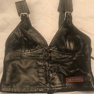 Leather/spandex halter